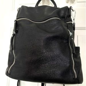 Soft black book bag with shoulder strap